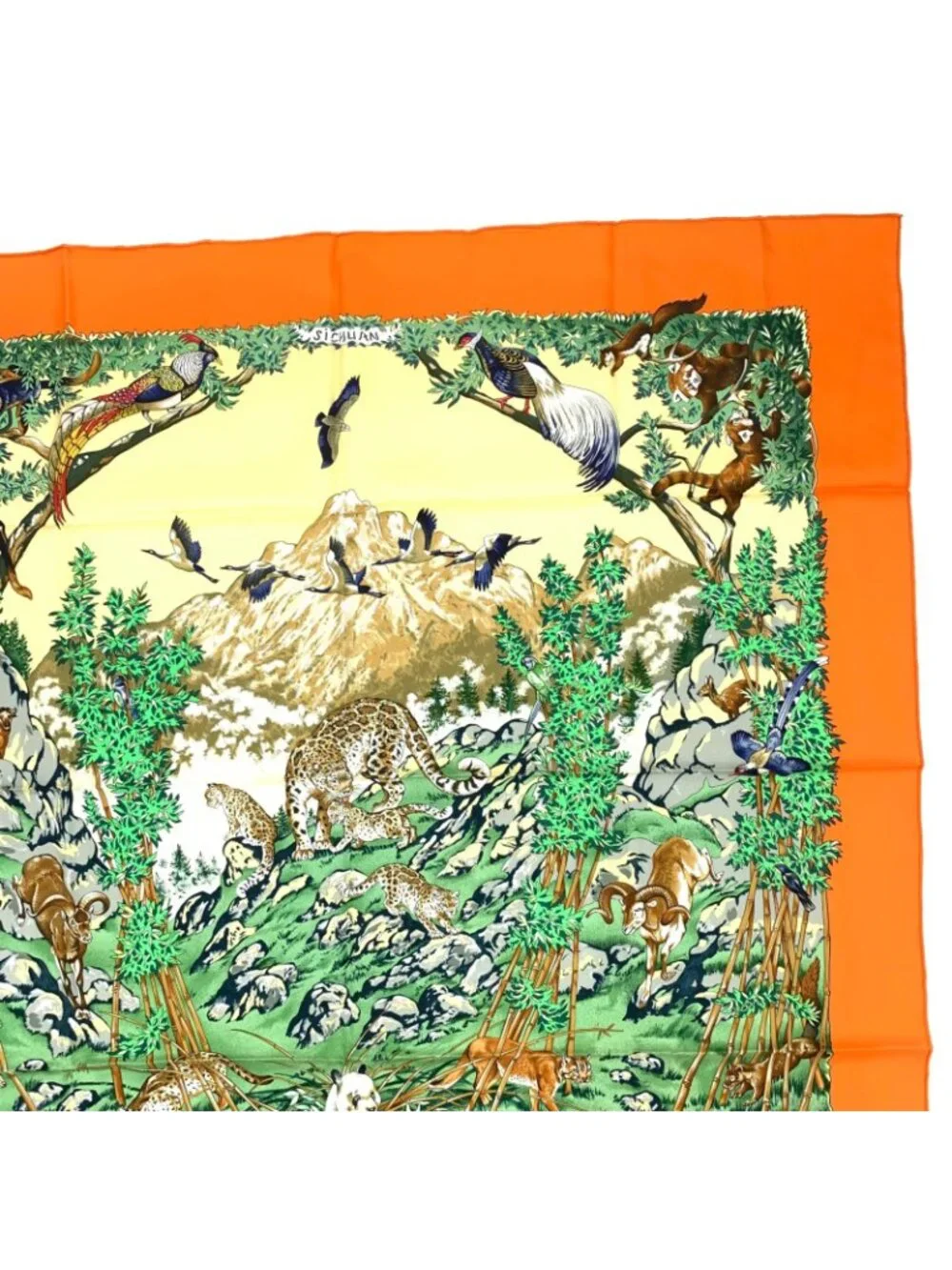 Hermes Carre 90 Sichuan Orange Multicolor Silk Scarf - Picture 3 of 7